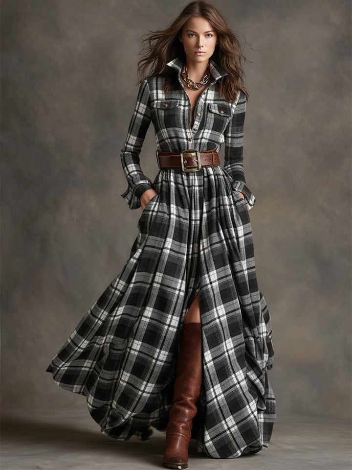 Elena - Checked Shirt Dress