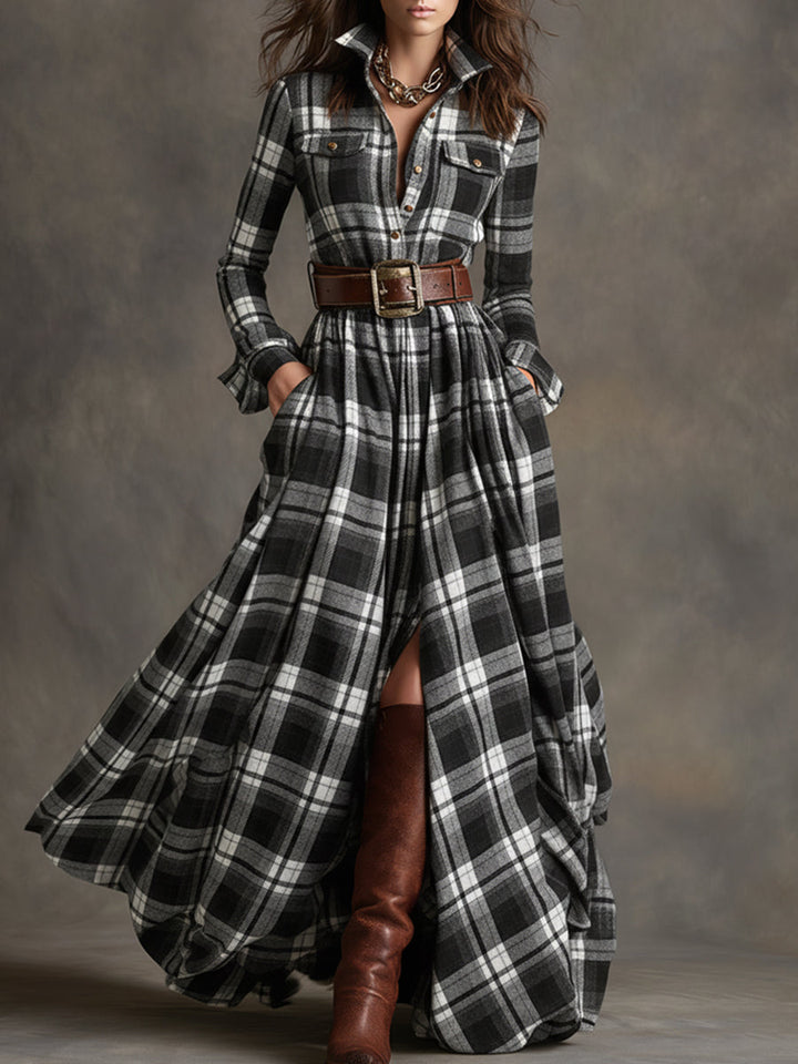 Elena - Checked Shirt Dress