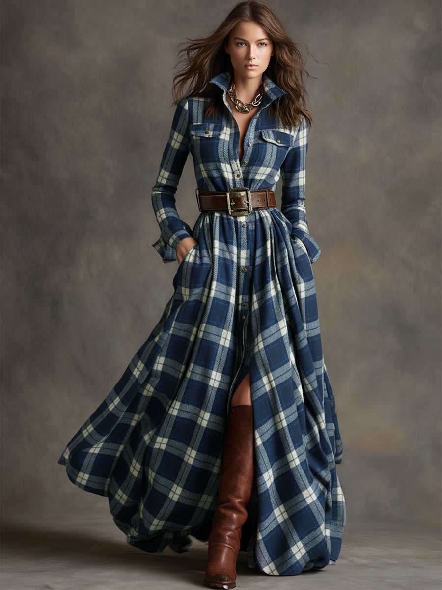 Elena - Checked Shirt Dress