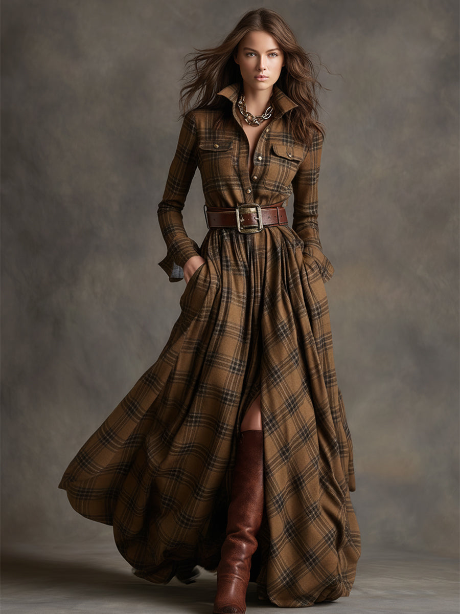Elena - Checked Shirt Dress