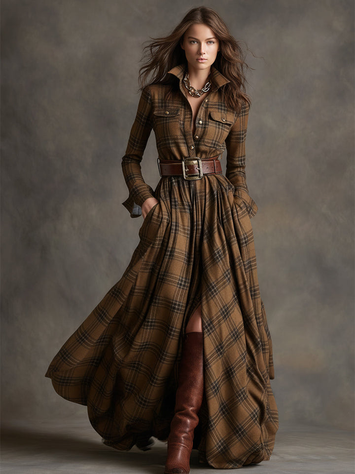Elena - Checked Shirt Dress