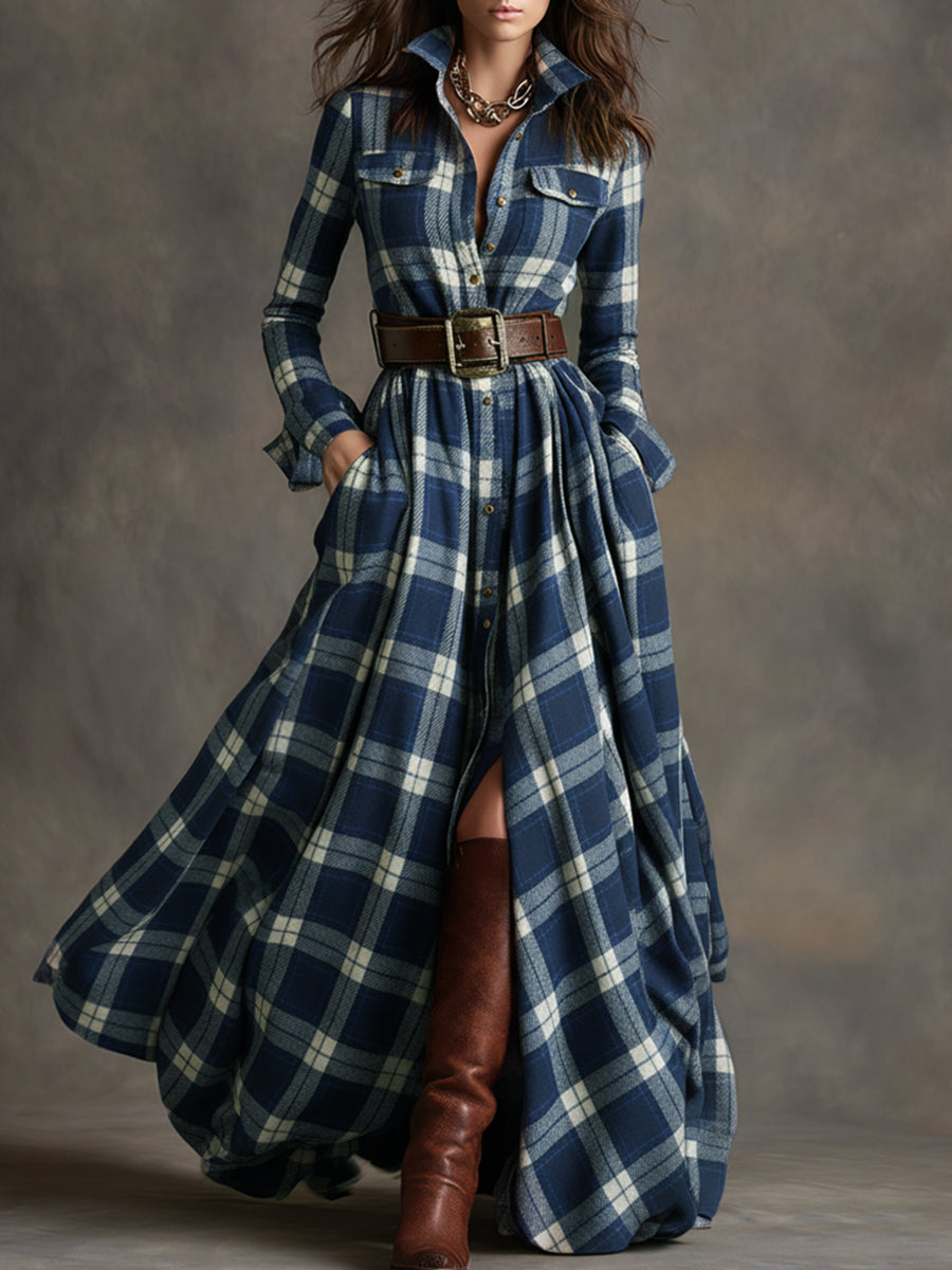 Elena - Checked Shirt Dress