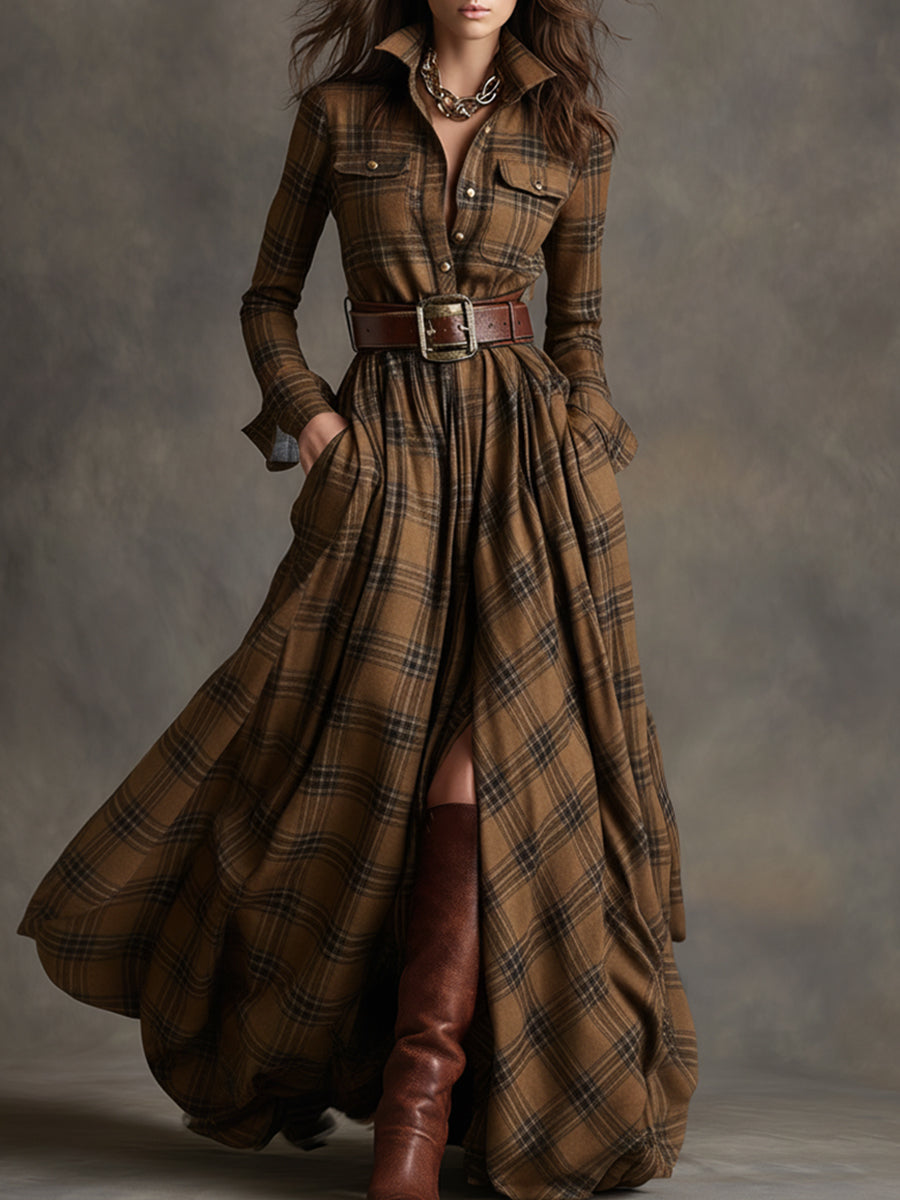 Elena - Checked Shirt Dress