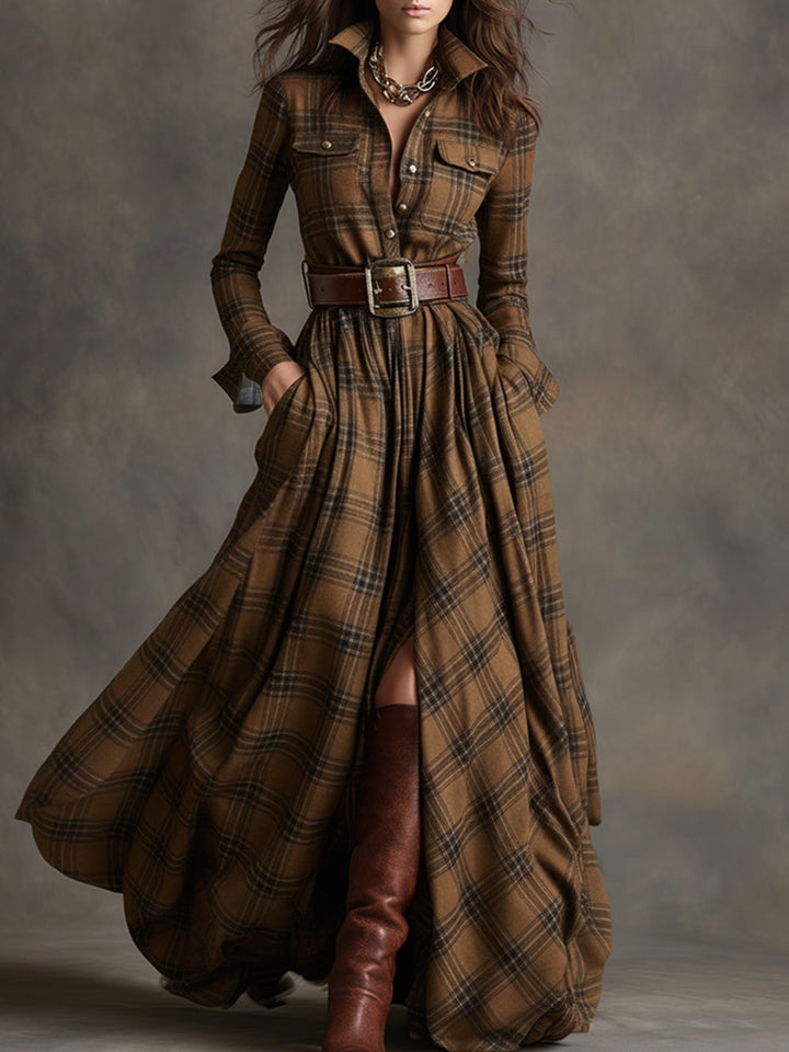 Elena - Checked Shirt Dress