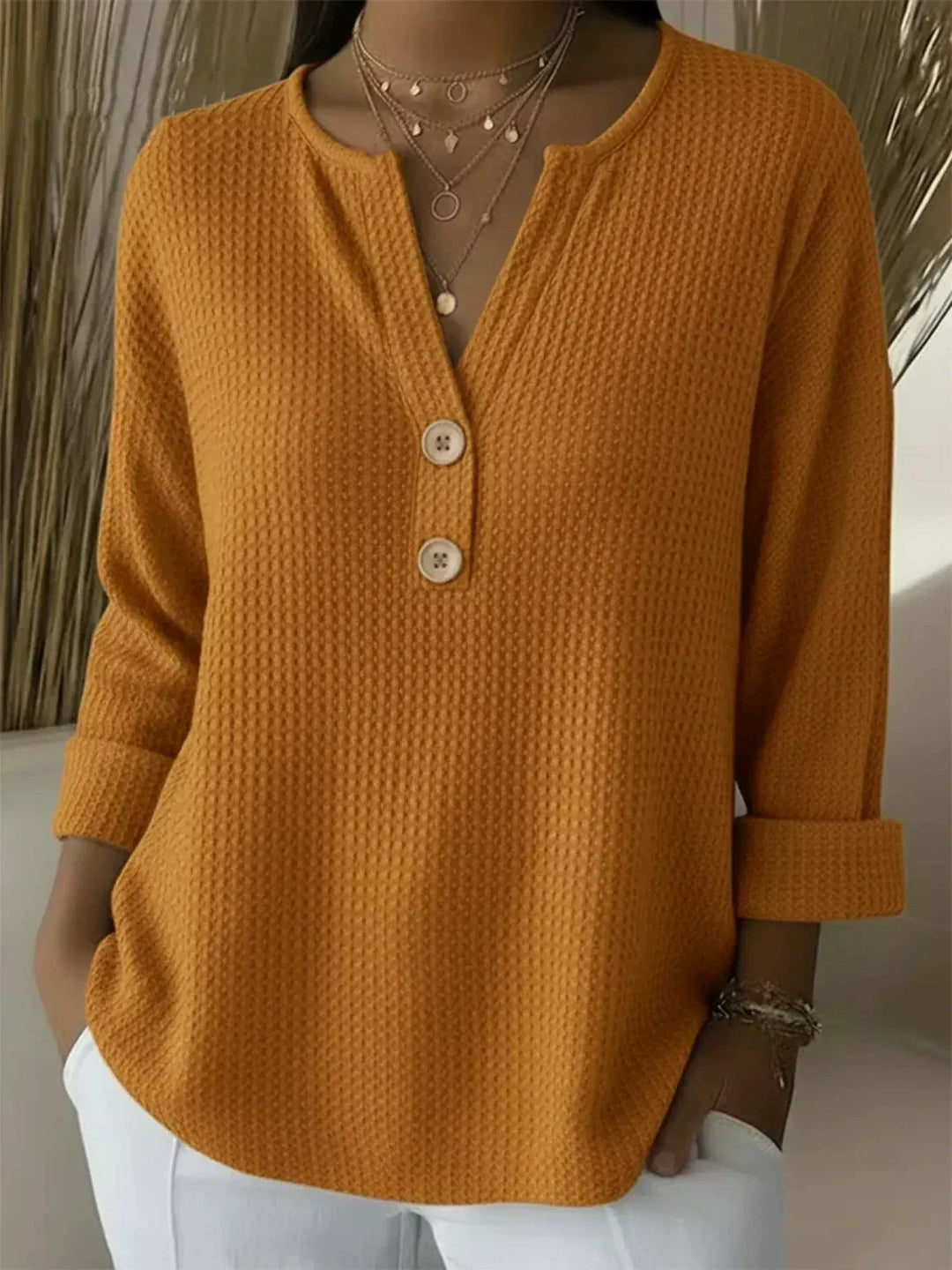 Lucinda™ | Henley Button Blouse