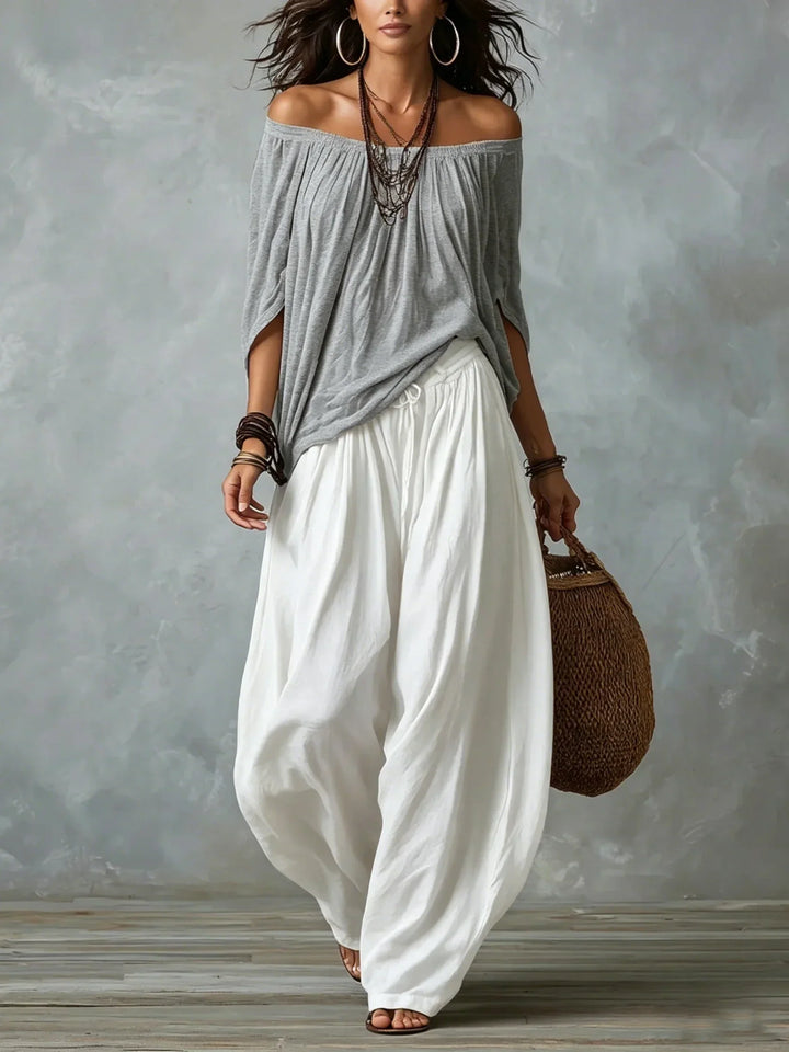 Off-the-Shoulder Top with Lantern Trousers