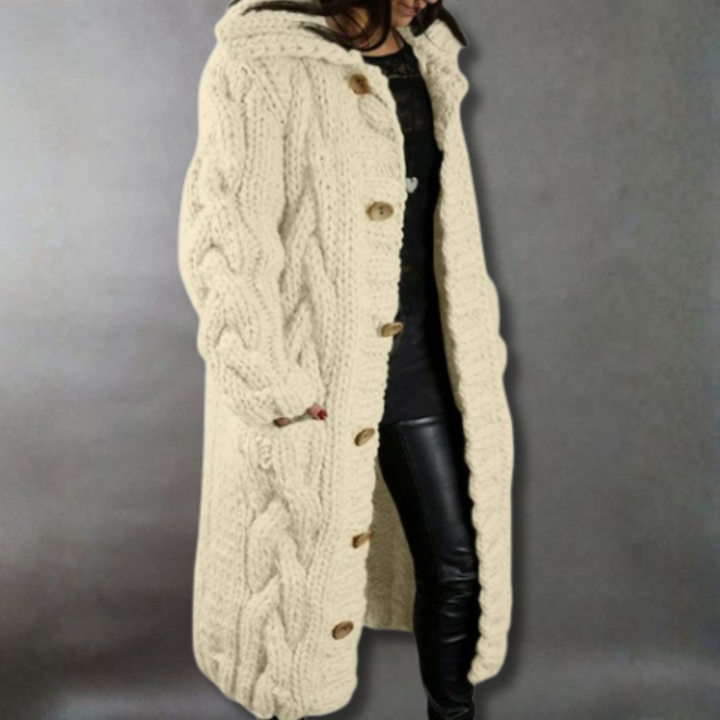 Aafje | Long Chunky Knit Hooded Cardigan