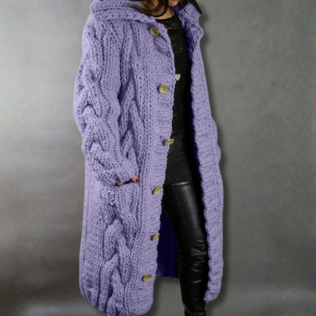Aafje | Long Chunky Knit Hooded Cardigan