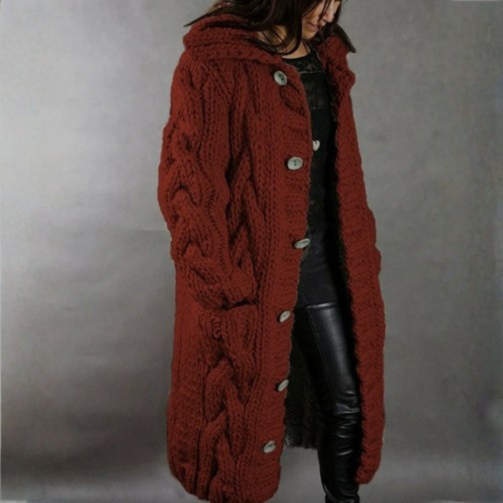 Aafje | Long Chunky Knit Hooded Cardigan