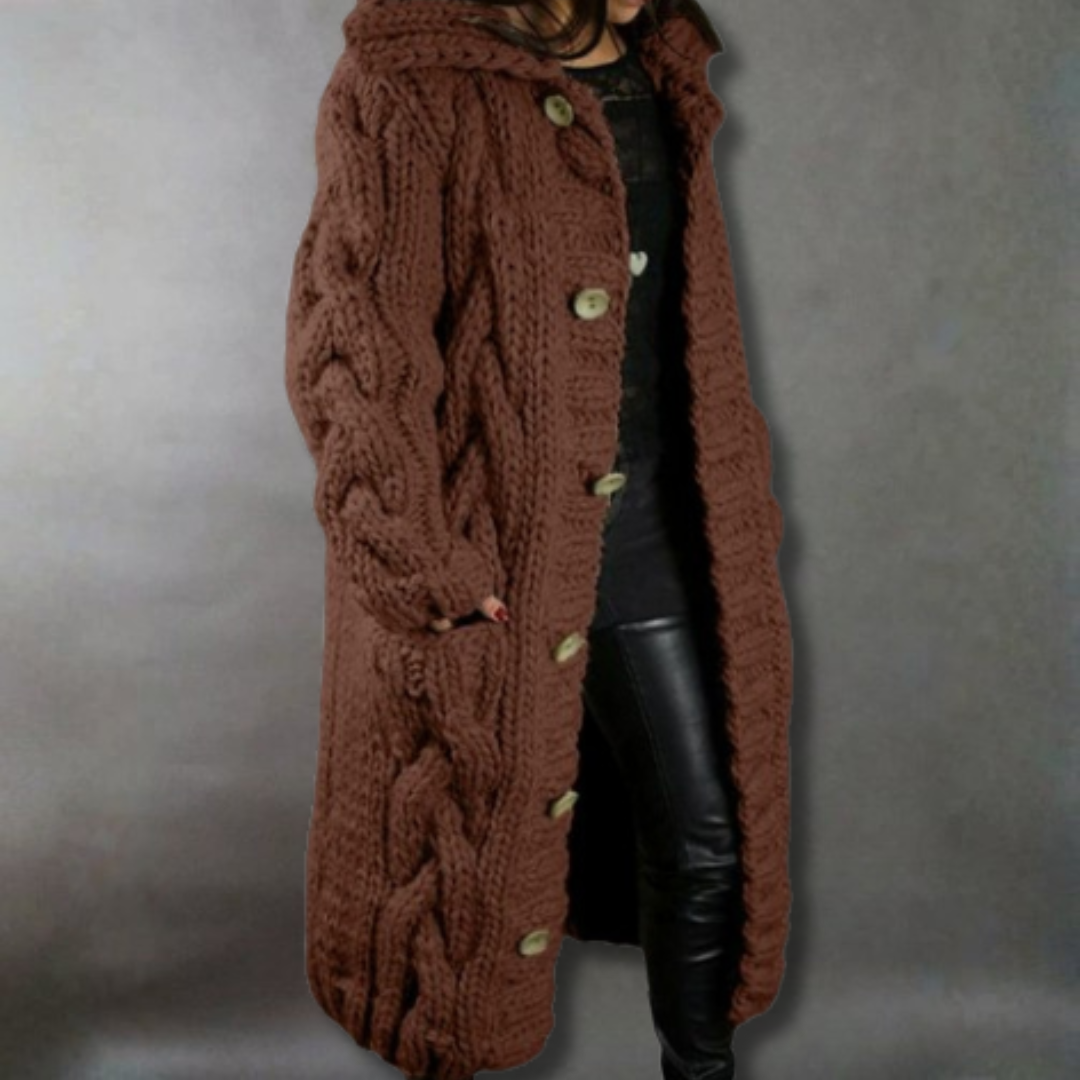Aafje | Long Chunky Knit Hooded Cardigan