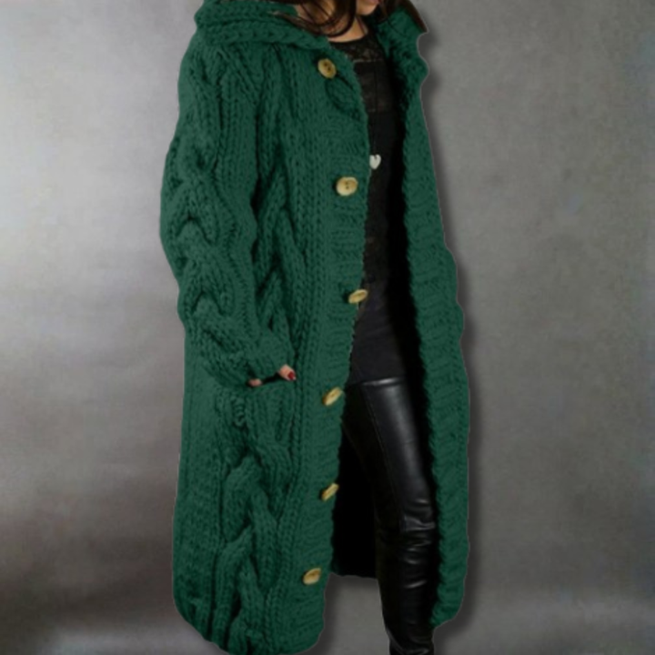Aafje | Long Chunky Knit Hooded Cardigan
