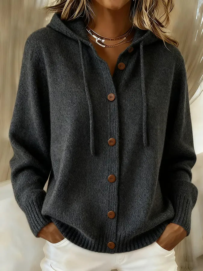 Begoña | Hooded Knitted Jacket with Buttons