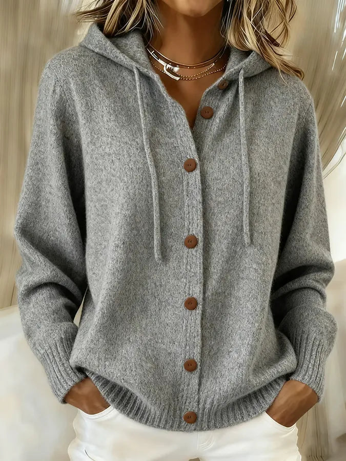 Begoña | Hooded Knitted Jacket with Buttons