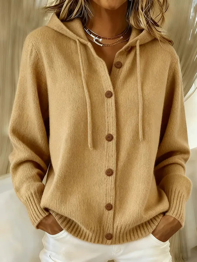 Begoña | Hooded Knitted Jacket with Buttons