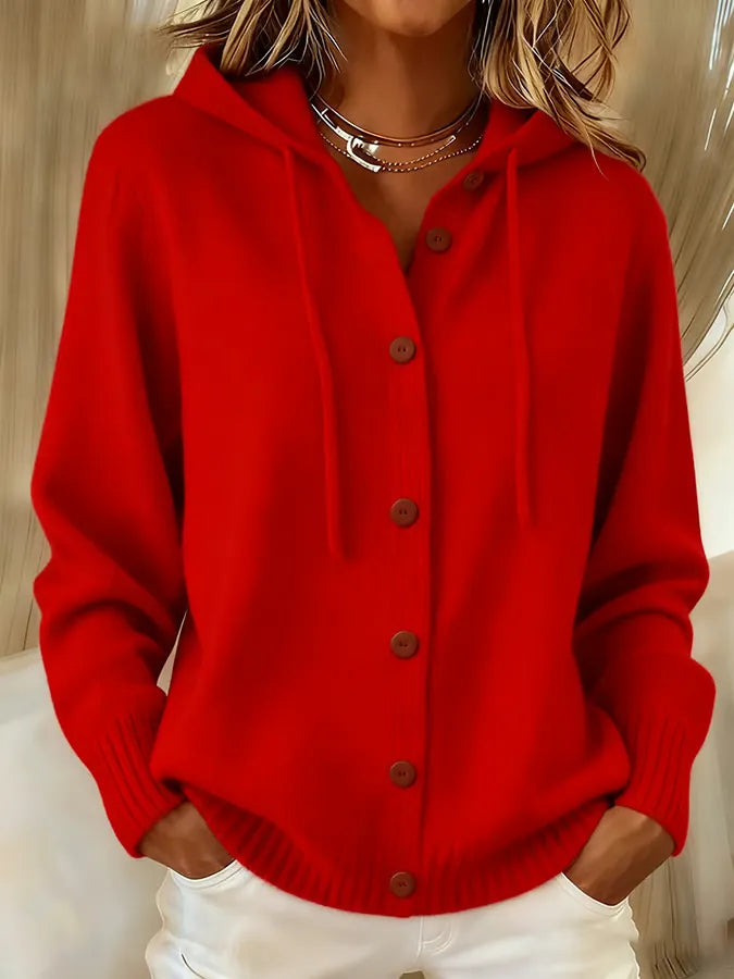 Begoña | Hooded Knitted Jacket with Buttons