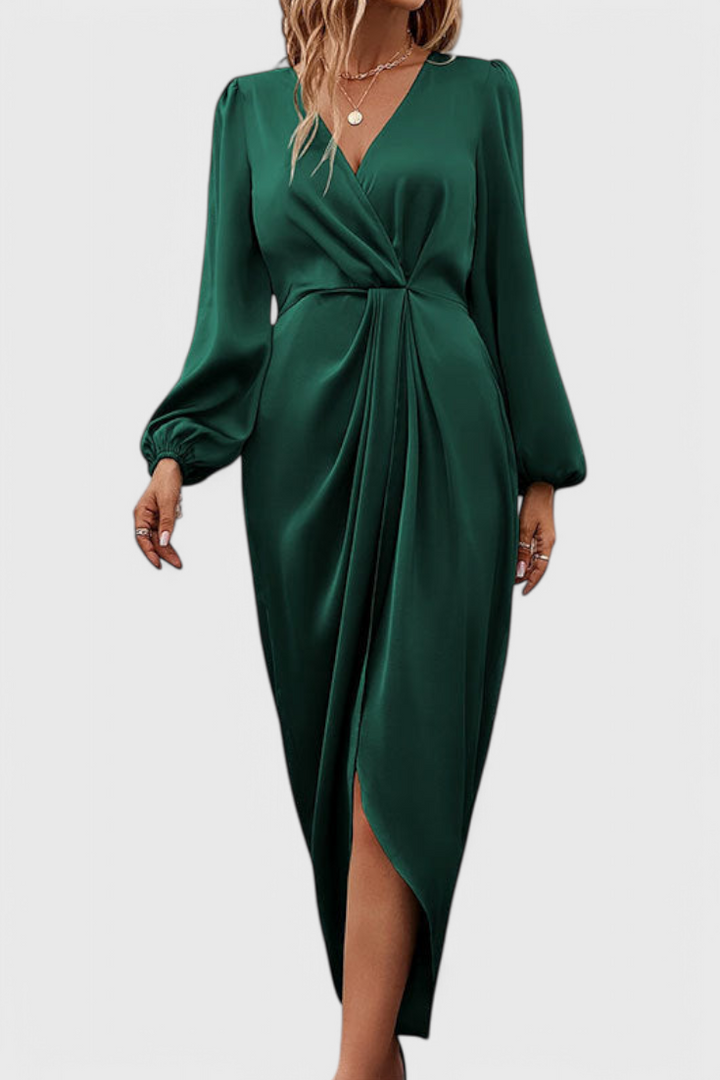 Andrea - Elegant Long Dress with V-Neck and Side Split