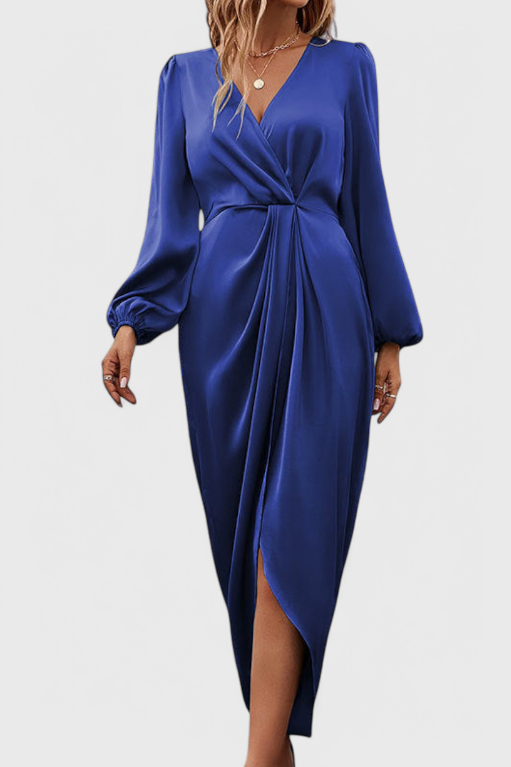 Andrea - Elegant Long Dress with V-Neck and Side Split