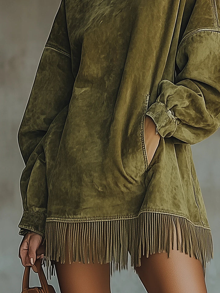 Gabrielle | High-Collar Dress with Fringing