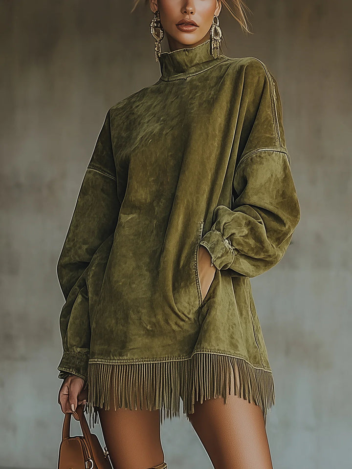 Gabrielle | High-Collar Dress with Fringing