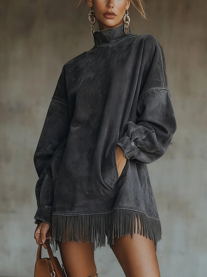 Gabrielle | High-Collar Dress with Fringing