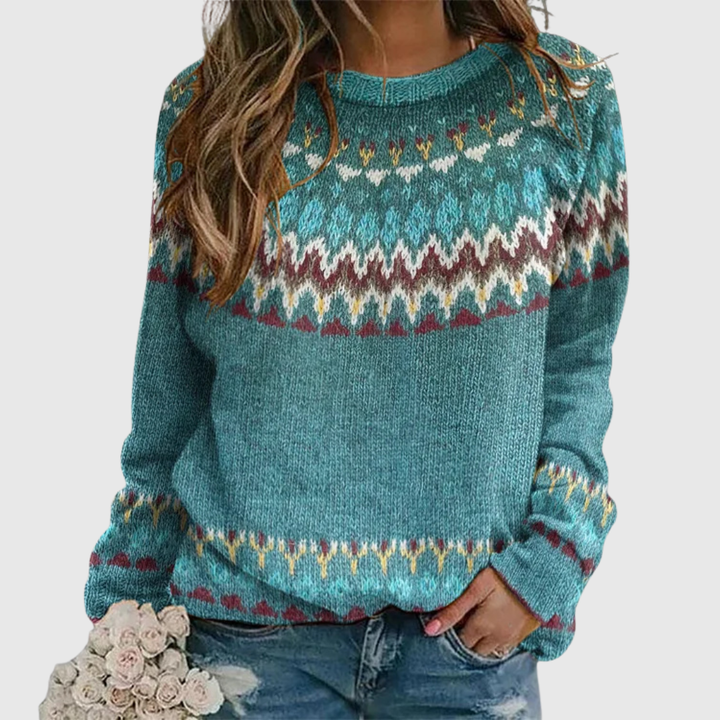 Regina | Retro Wave Pattern Knit Sweater