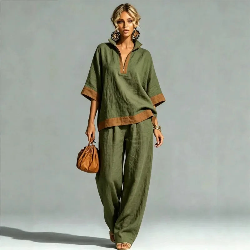Vintage Women's Linen Effect Ensemble