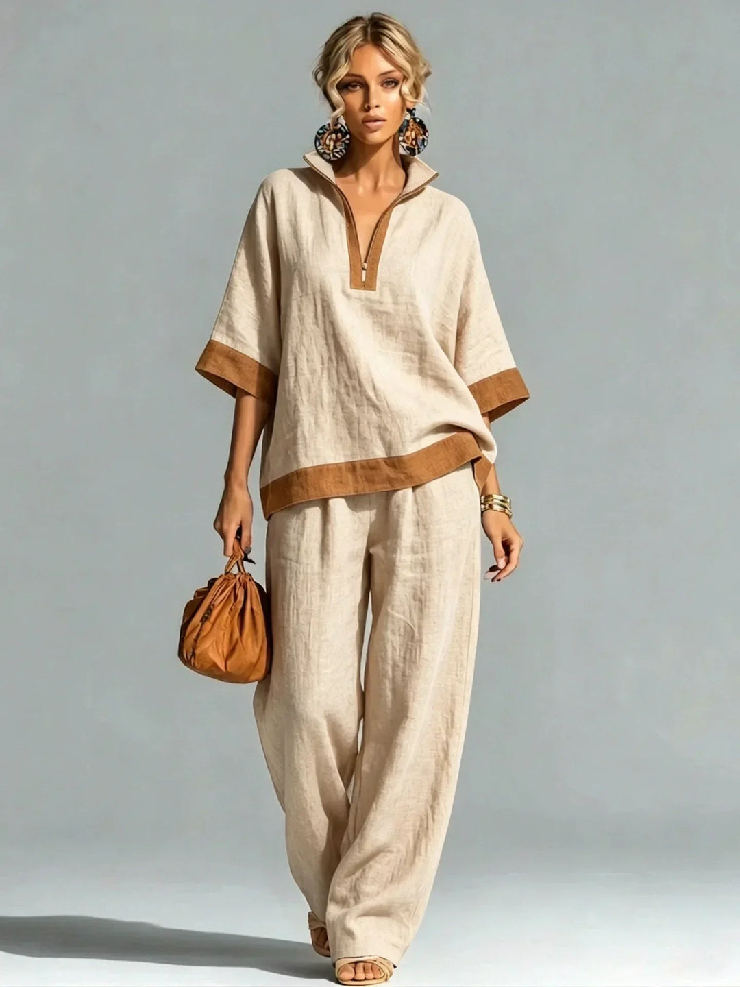 Vintage Women's Linen Effect Ensemble