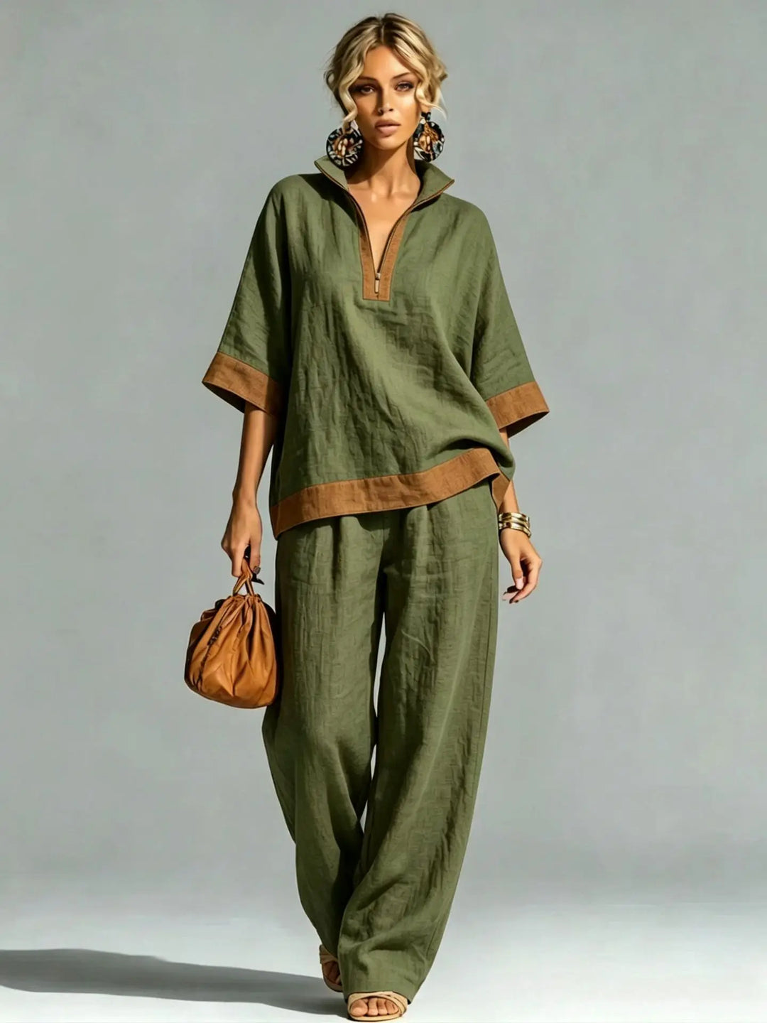 Vintage Women's Linen Effect Ensemble
