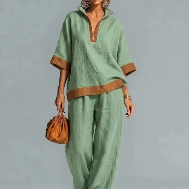 Vintage Women's Linen Effect Ensemble