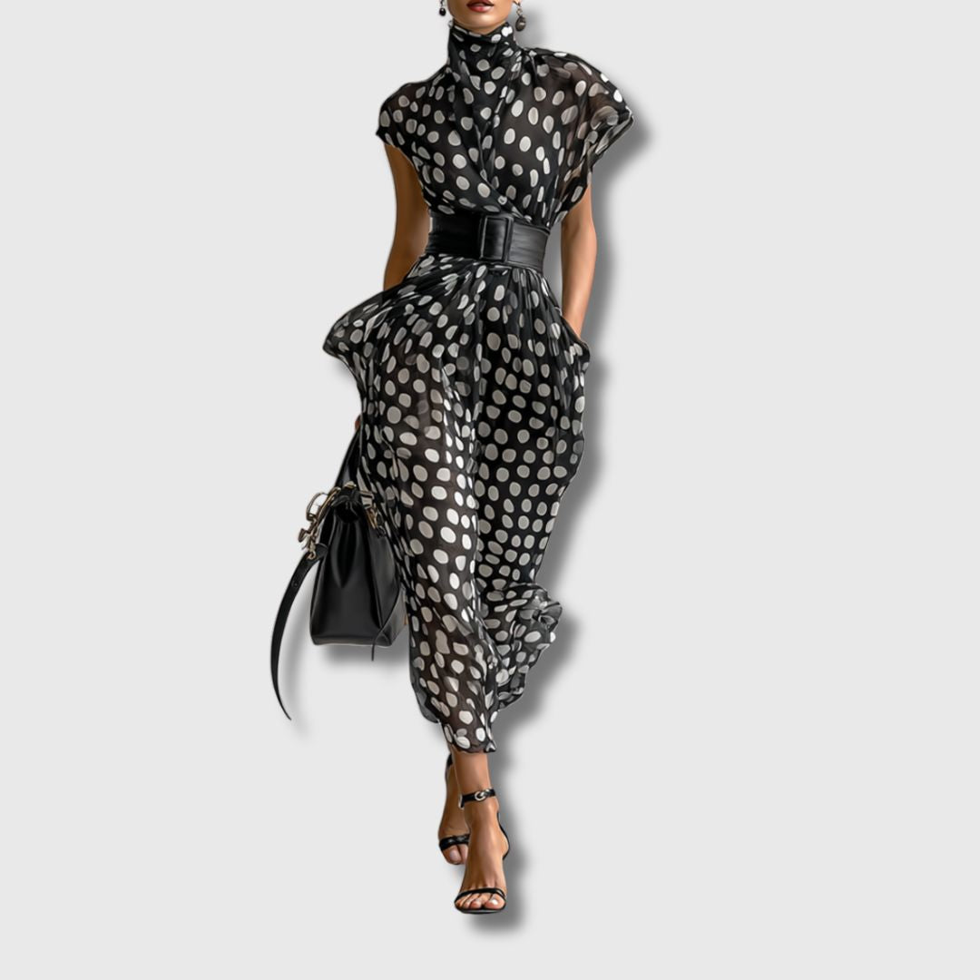 Andrea – Maxi Chiffon Dress with Polka Dots
