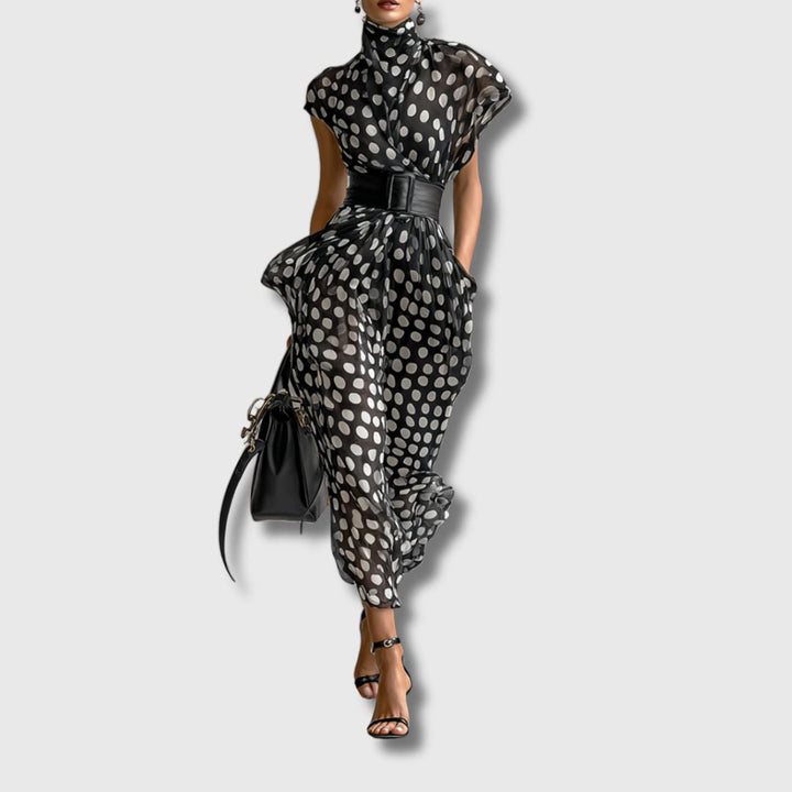 Andrea – Maxi Chiffon Dress with Polka Dots