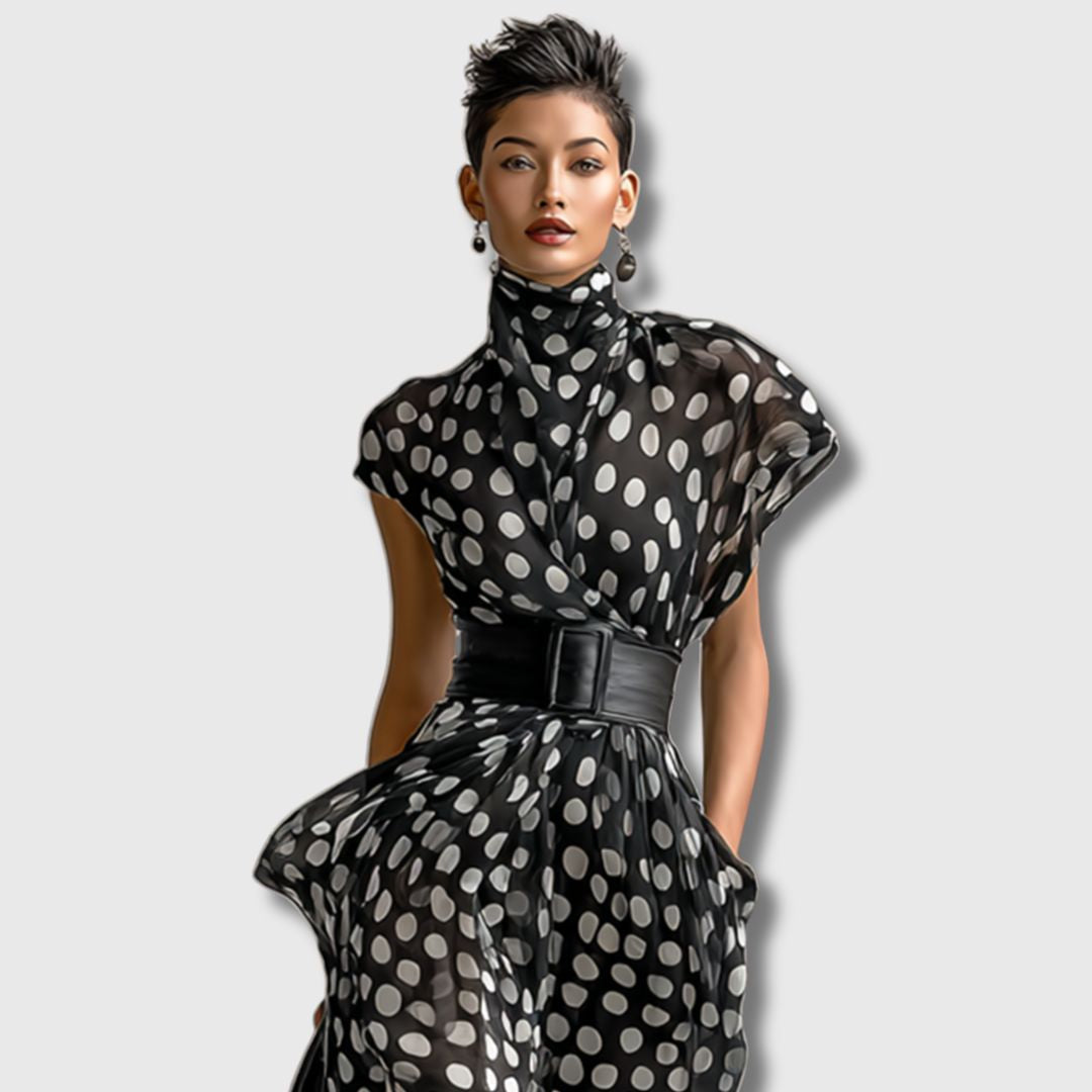 Andrea – Maxi Chiffon Dress with Polka Dots