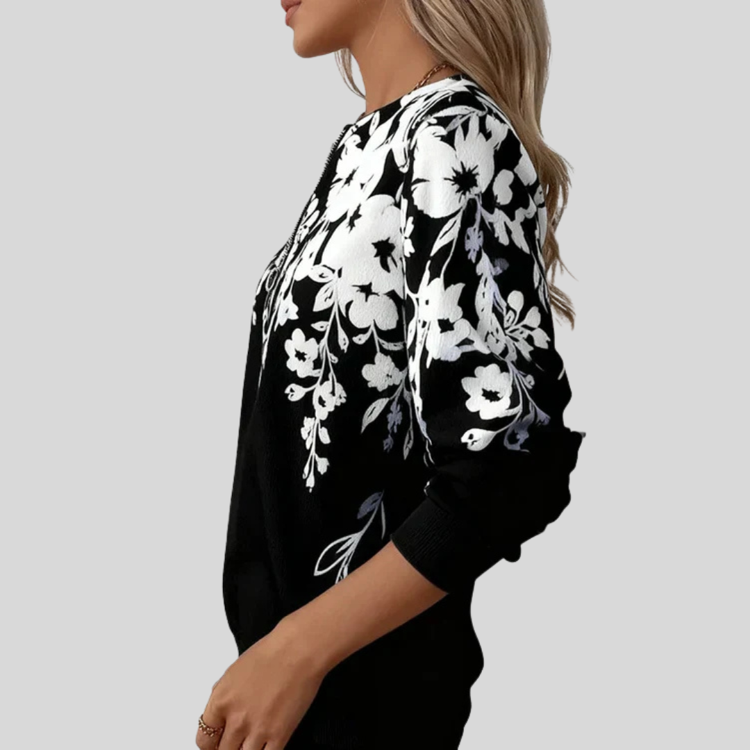 Marjolijn | Floral Print Zip Top