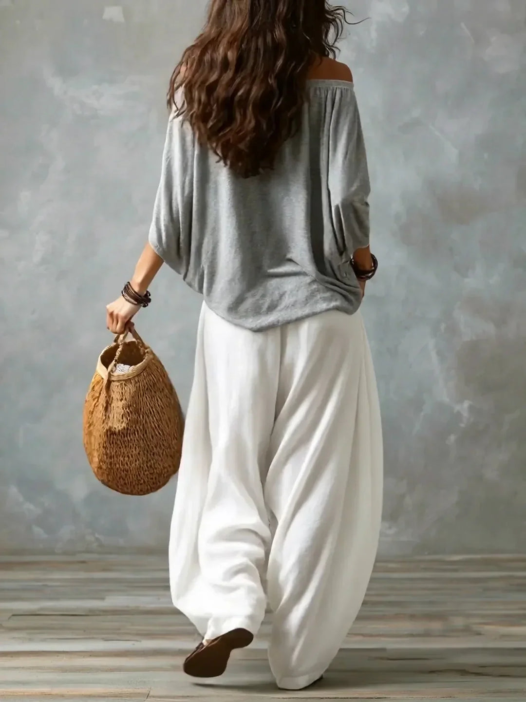 Off-the-Shoulder Top with Lantern Trousers