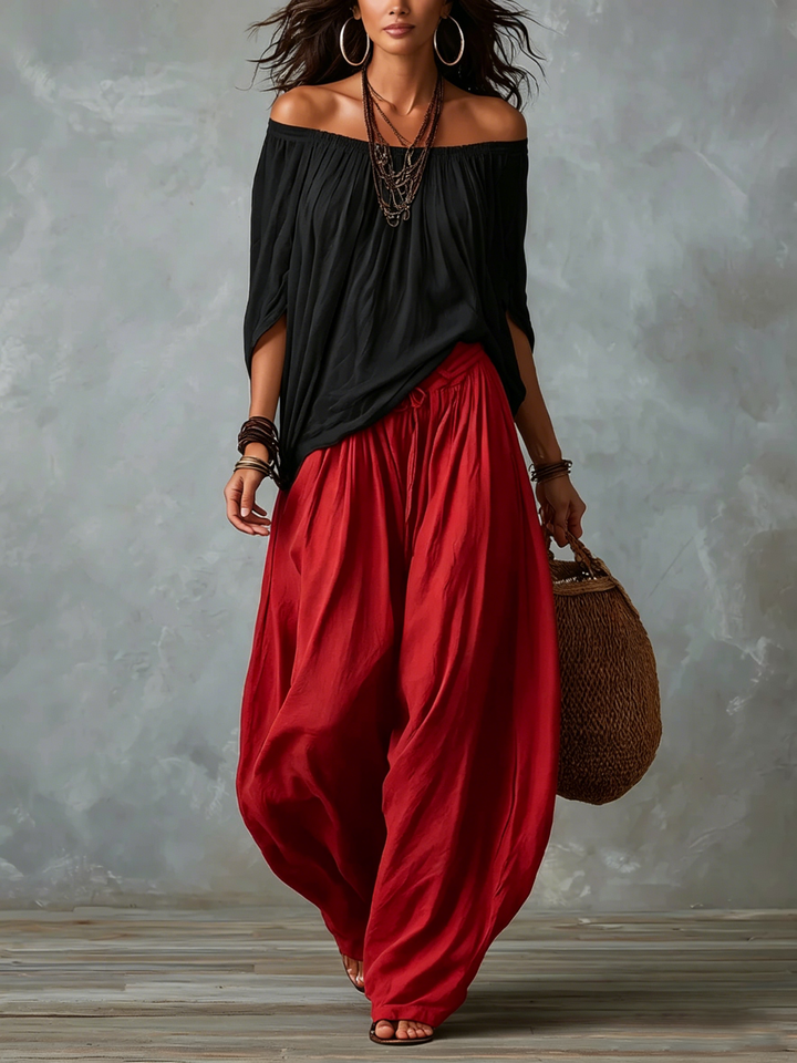 Off-the-Shoulder Top with Lantern Trousers