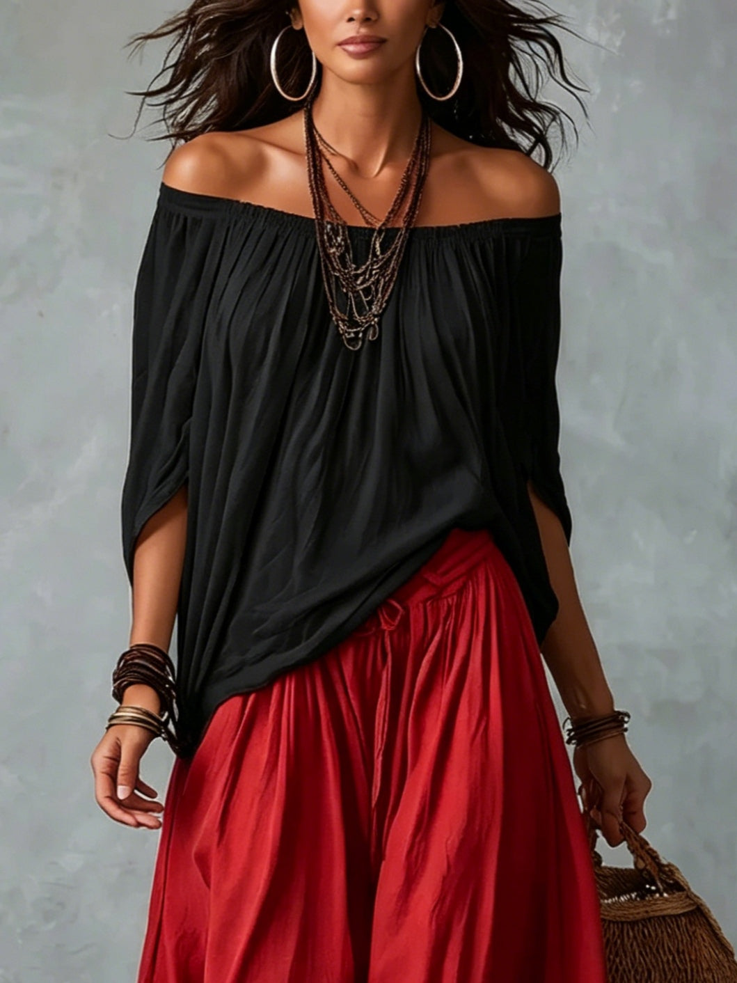 Off-the-Shoulder Top with Lantern Trousers