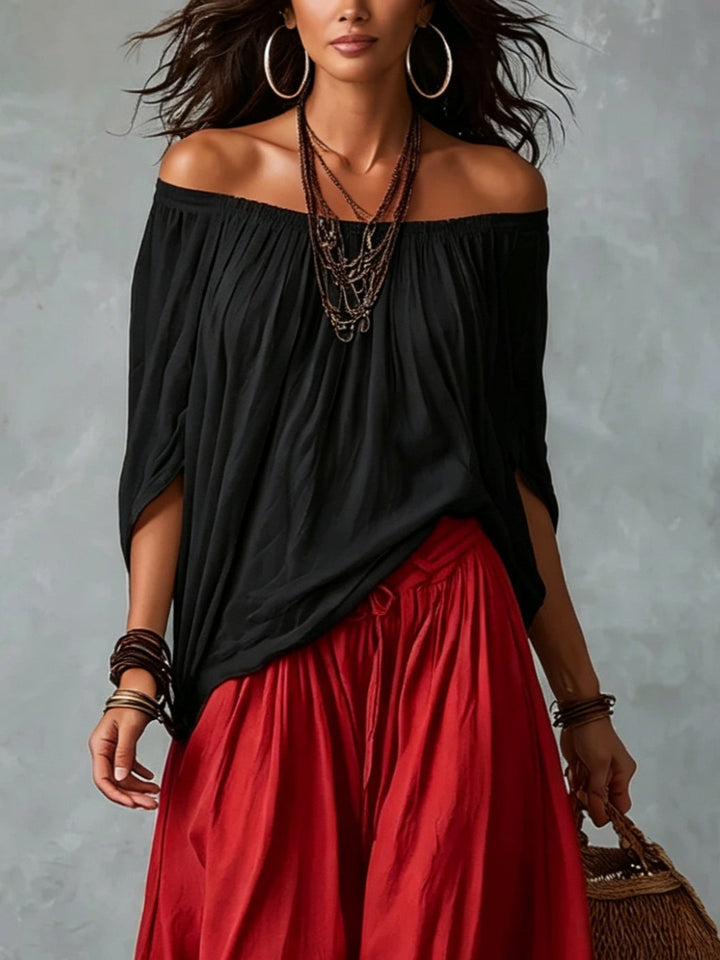 Off-the-Shoulder Top with Lantern Trousers