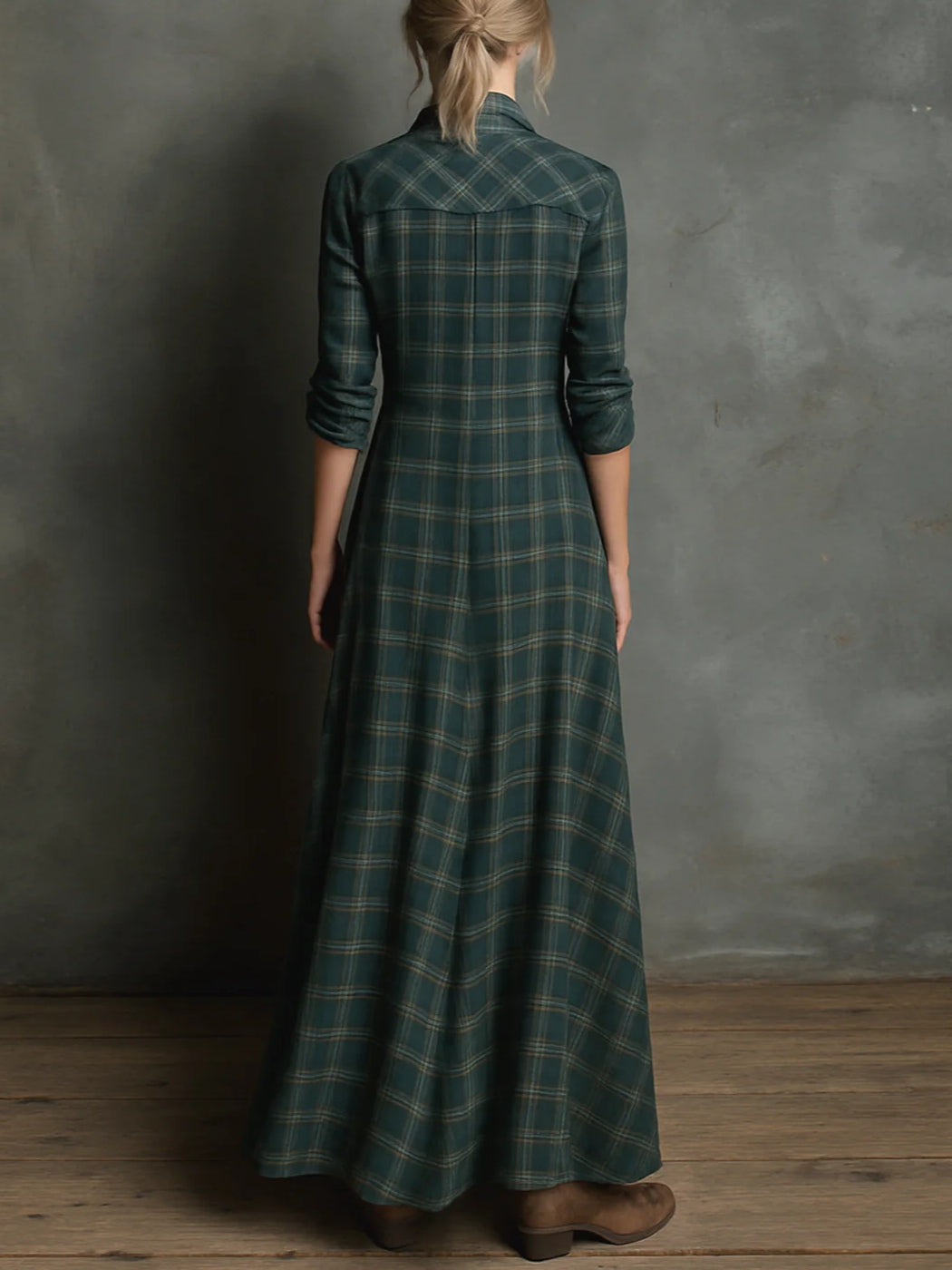 Valentine | Long Checked Dress