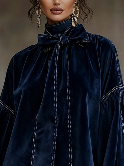 Tiphaine | Mini Velvet Dress with Bow Detail