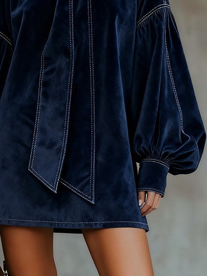 Tiphaine | Mini Velvet Dress with Bow Detail
