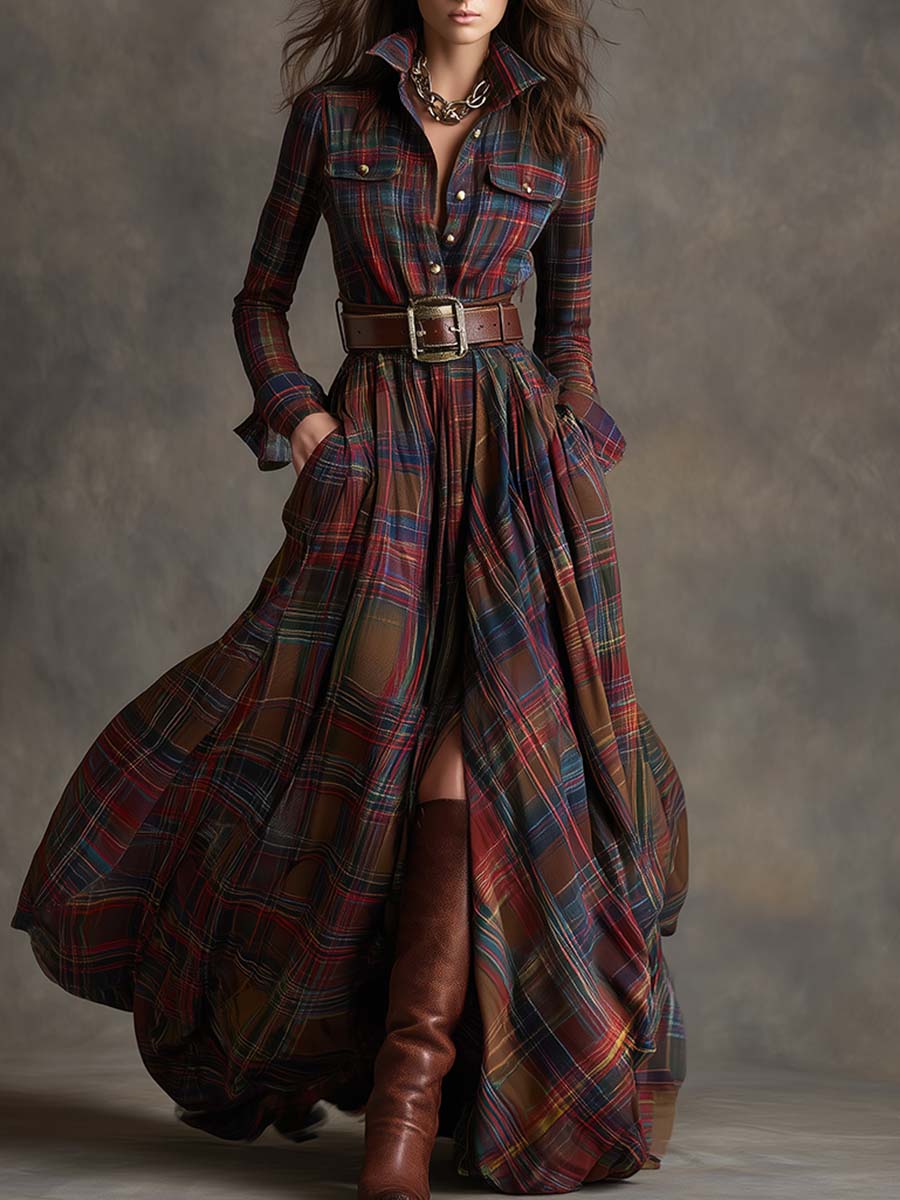 Elena - Checked Shirt Dress