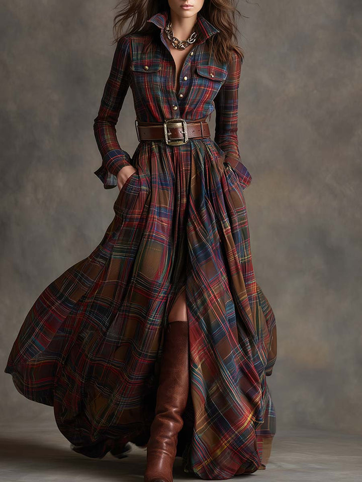 Elena - Checked Shirt Dress