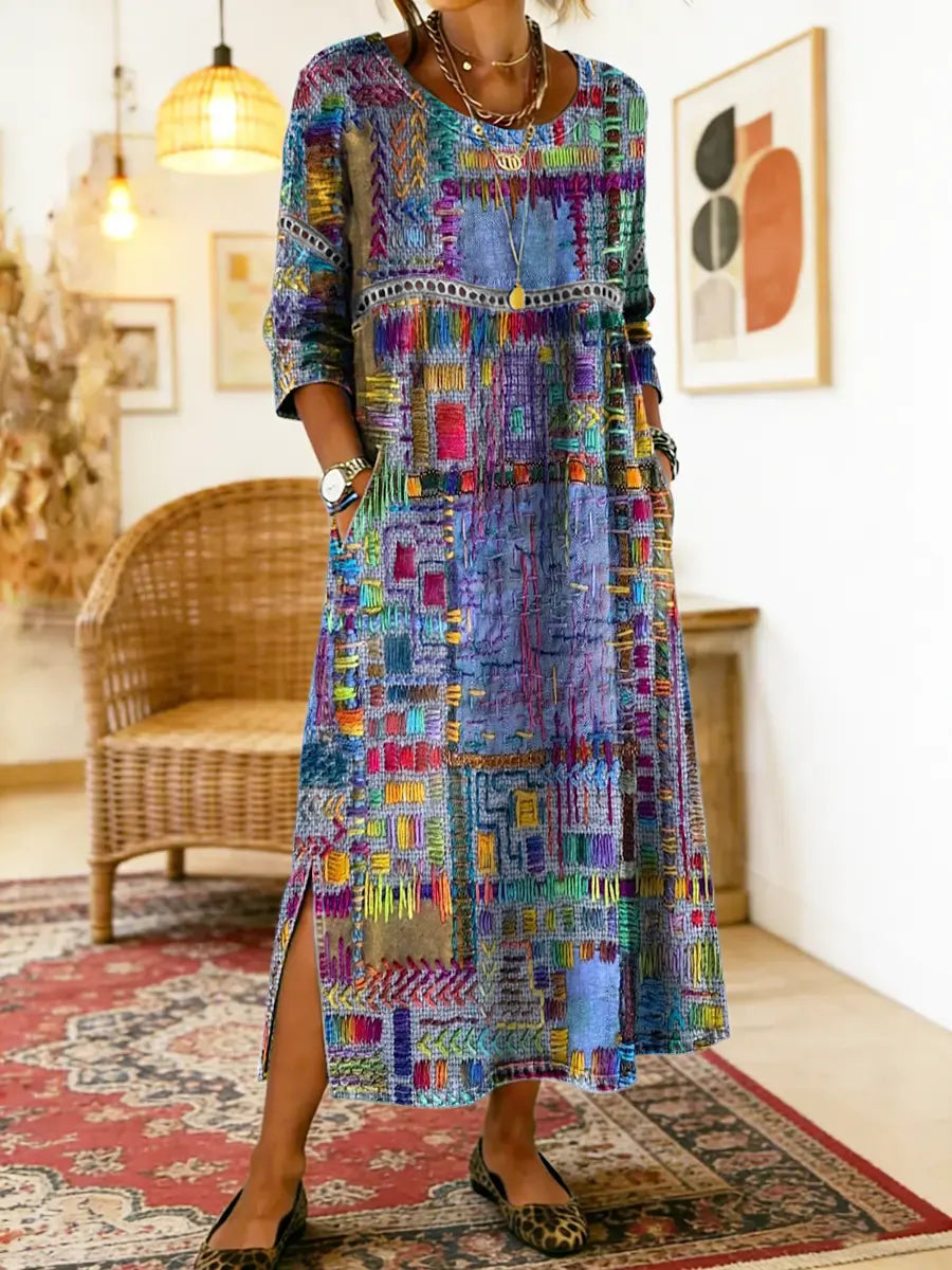 Lara - Colourful Maxi Dress with Ethnic Prints