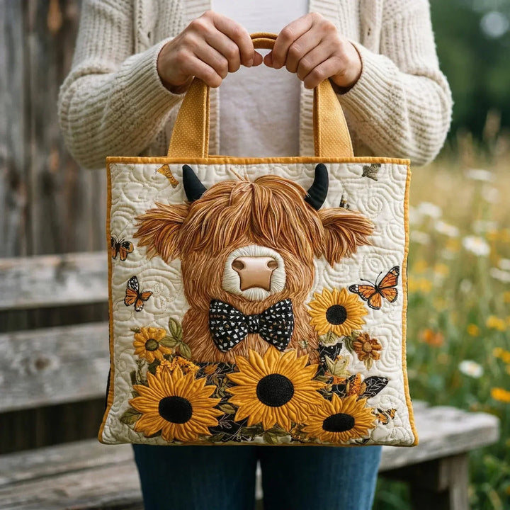 Quilted Bag - Highland Cow and Sunflowers