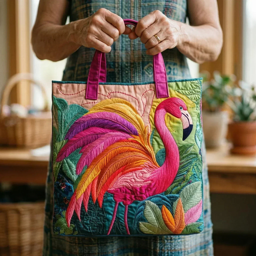 Rainbow Flamingo Padded Tote Bag
