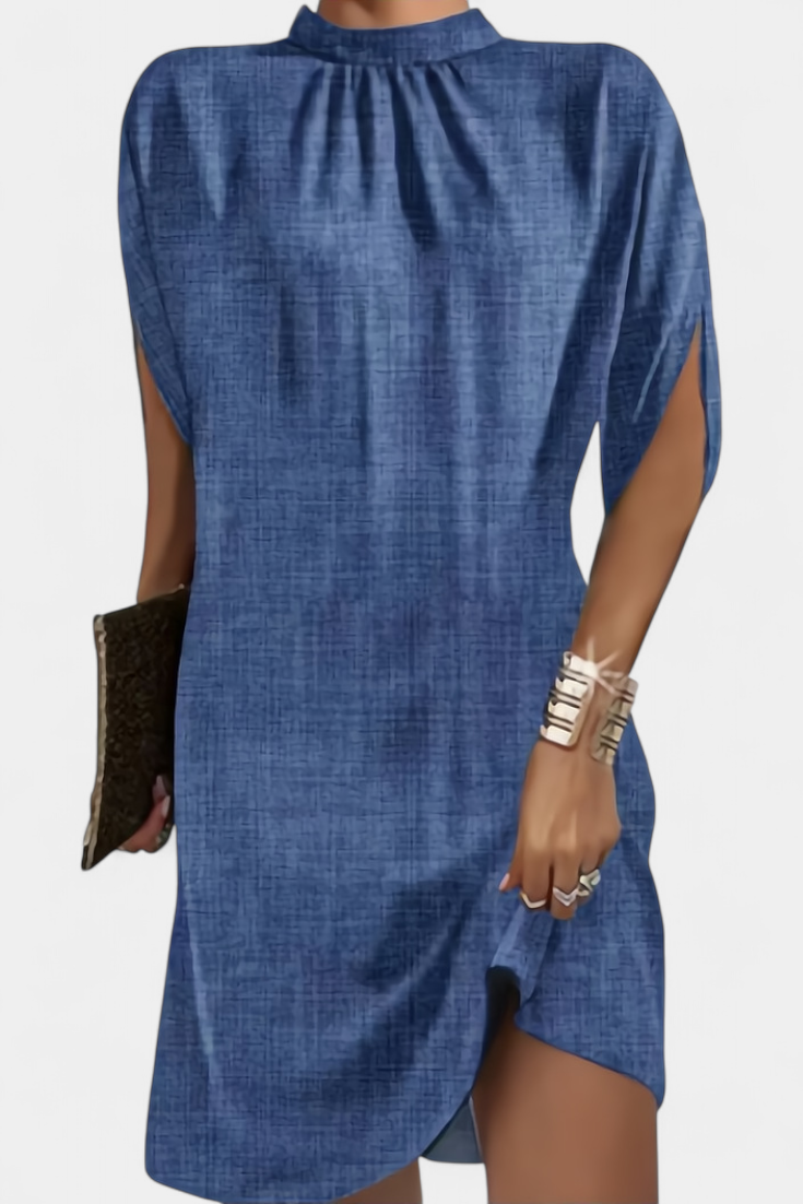 Ena Timeless Midi Dress with Round Neck