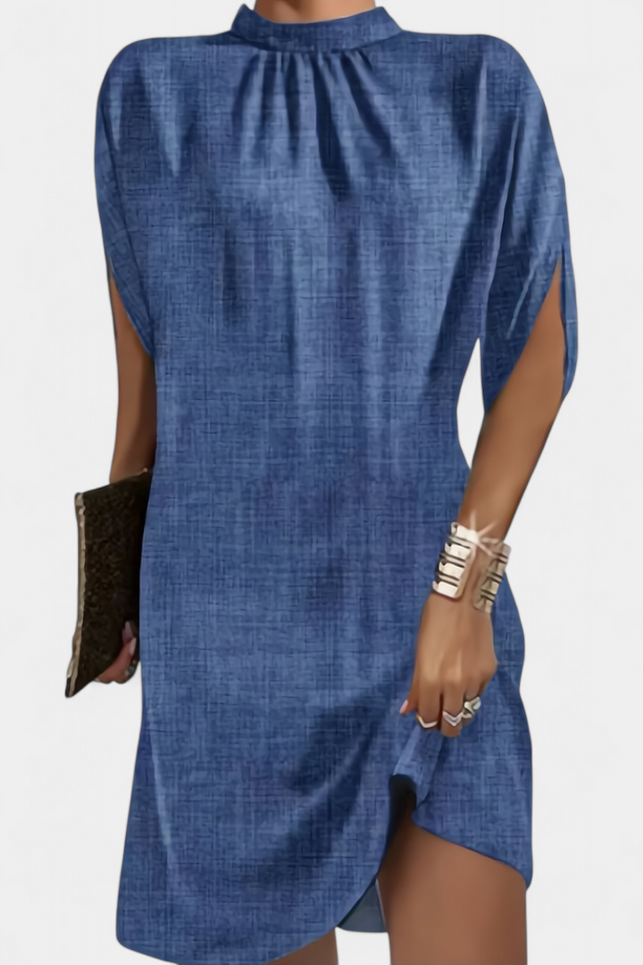 Ena Timeless Midi Dress with Round Neck