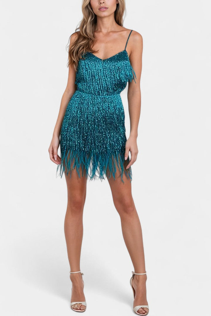 Mirjana Feather Detail Mini Dress