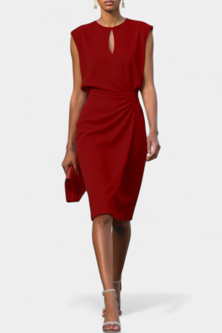 Maša Midi Dress with Long Sleeves and Round Neck