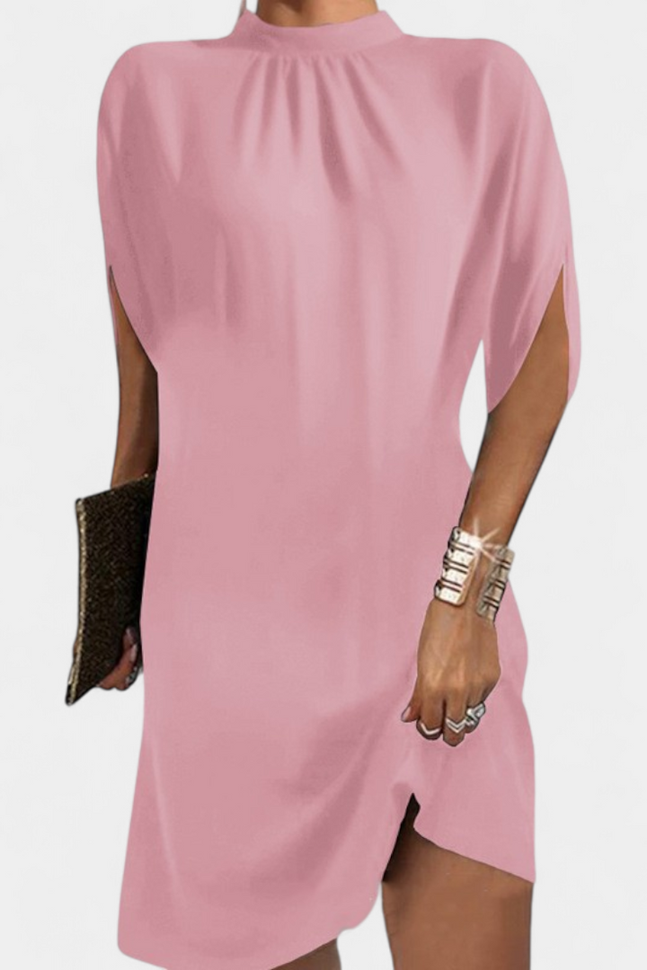 Ena Timeless Midi Dress with Round Neck